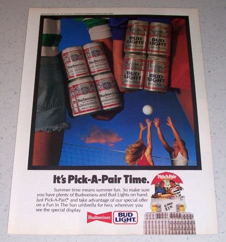 1986 Budweiser Beer Volleyball Themed Color Brewery Ad