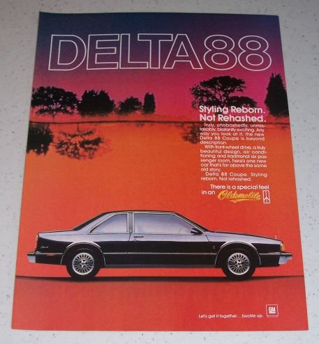 1986 Oldsmobile Delta 88 Coupe Automobile Color Car Ad