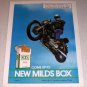 1986 Kool Milds Cigarettes Motorcycle Jump Color Tobacco Ad