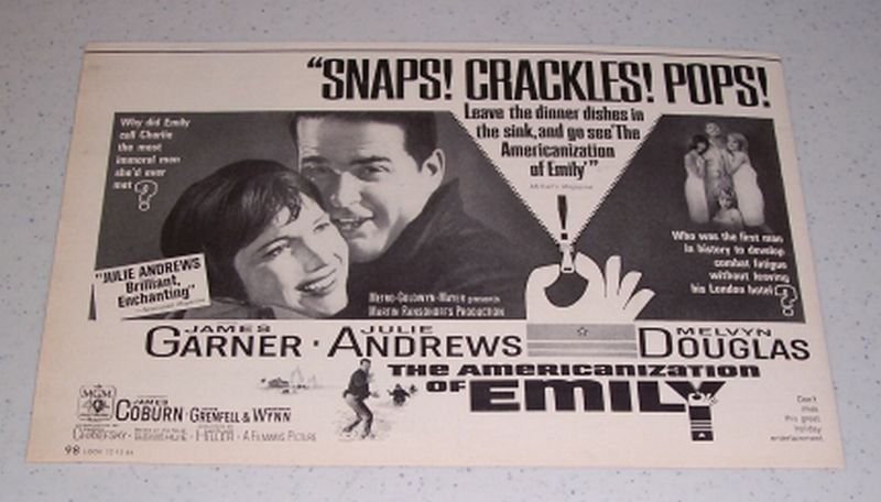 1964 Movie Ad THE AMERICANIZATION OF EMILY Celebrity James Garner Julie Andrews