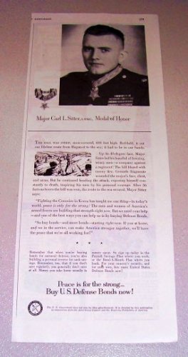 1952 U.S. Defense Bonds Major Carl Sitter USMC Print Ad