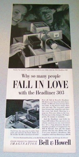 1956 Bell Howell TDC Headliner 303 Slide Projector Print Ad