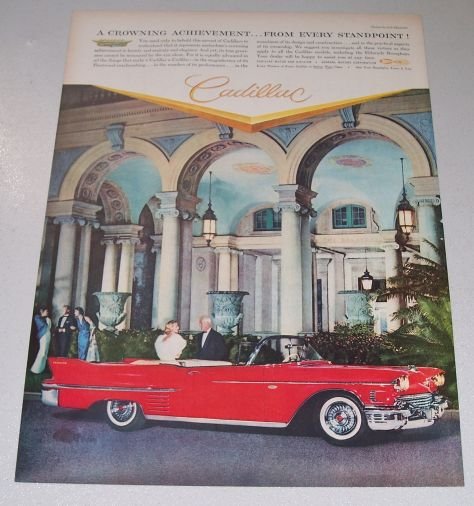 1958 Cadillac Convertible THE BREAKERS Color Print Car Ad