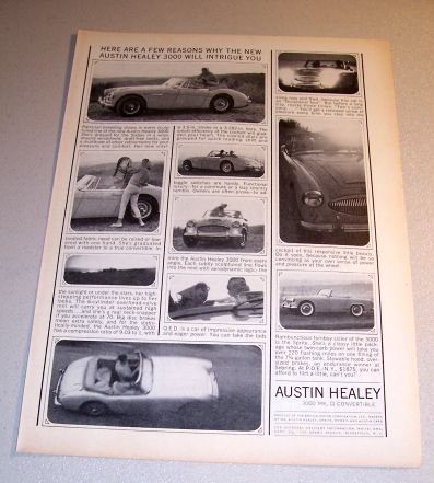 1963 Austin Healey 3000 MK II Convertible Automobile Print Car Ad