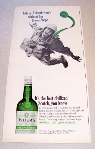 1965 Ushers Green Stripe Whiskey Print Ad Tiffany Eubank