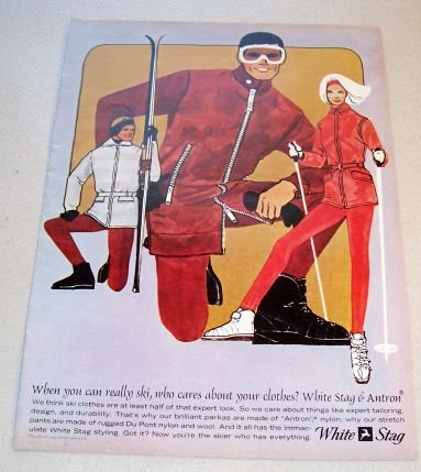 1965 White Stag Ski Clothing Retro Art Color Print Ad