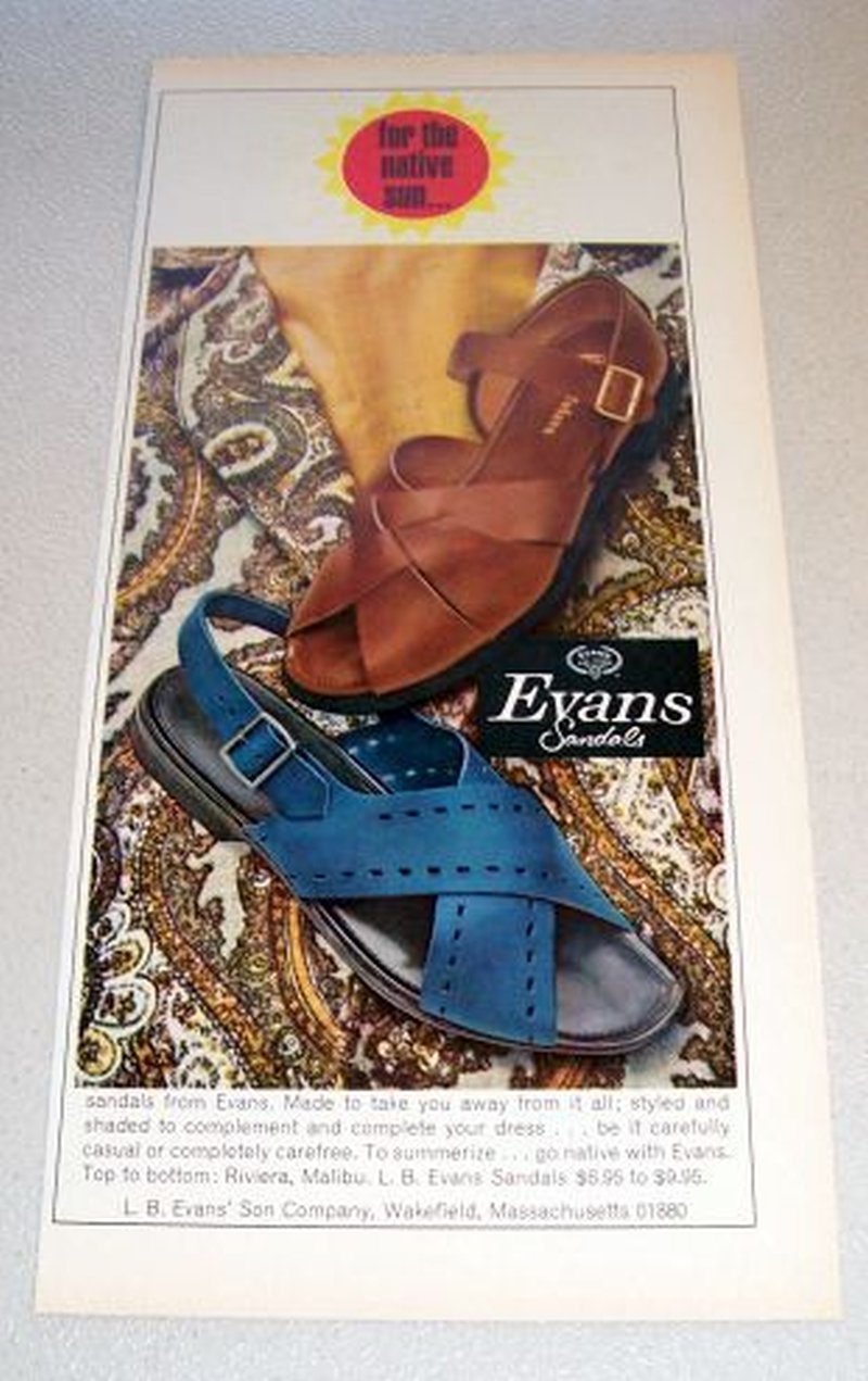 1967 Evans Sandals Color Print Ad