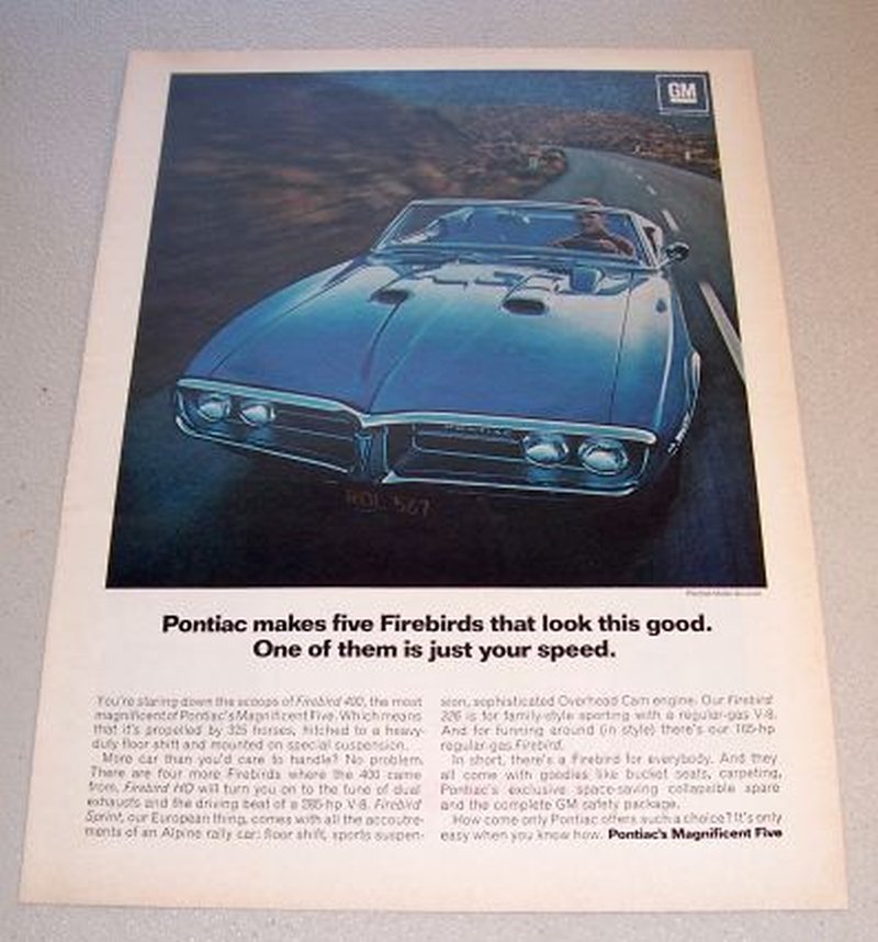 1967 Pontiac Firebird 400 Convertible Automobile Color Print Car Ad