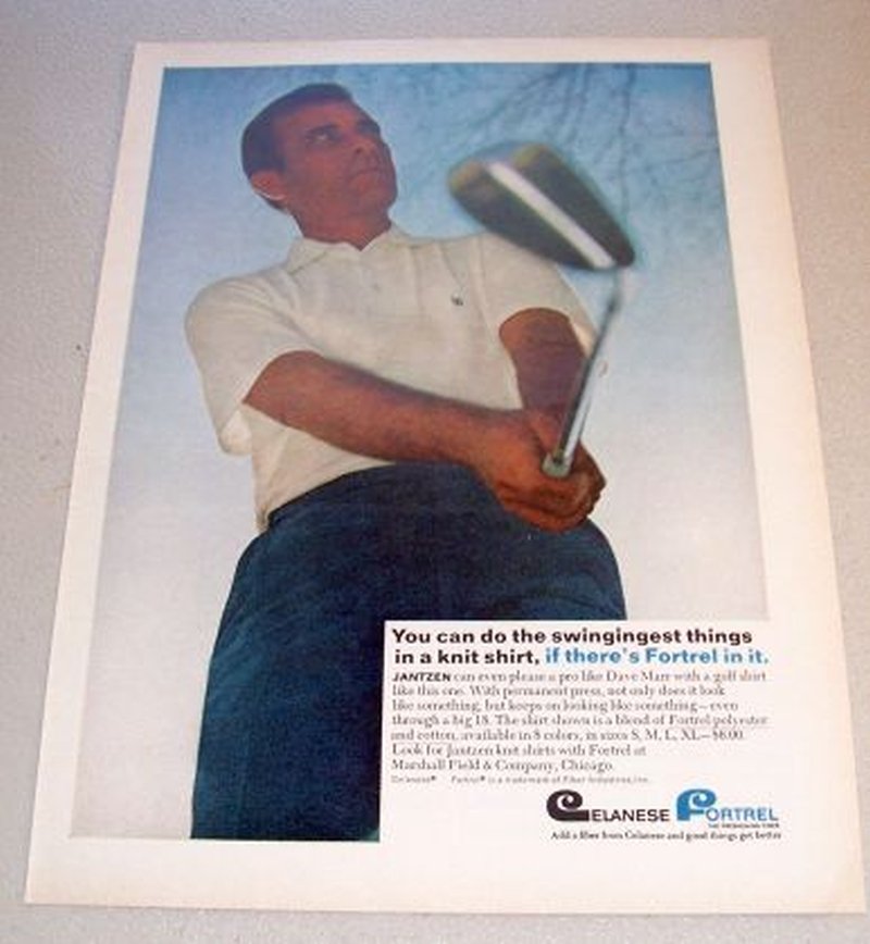 1967 Jantzen Knit Shirt Color Print Ad Golf Pro Dave Marr