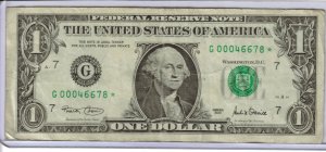 2001 $1 FRN Low number star note