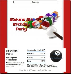 Billiards Candy Bar Wrapper