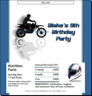 Dirtbike Candy Bar Wrapper