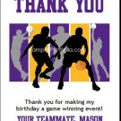 Purple Gold Basketball Team Thank You Cards