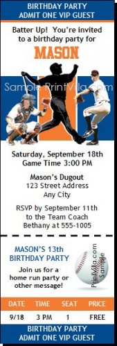 New York Mets Colored Ticket Invitation