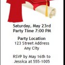 Red Grad & Cap Graduation Party Ticket Invitation