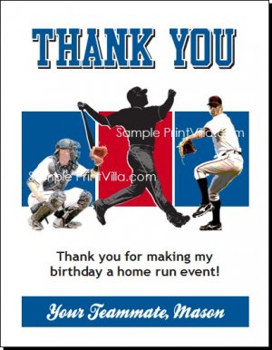 Los Angeles Dodgers Colored Baseball Thank You Cards