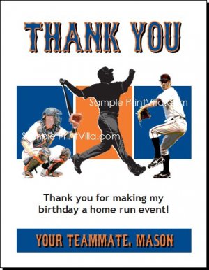 New York Mets Colored Baseball Thank You Cards