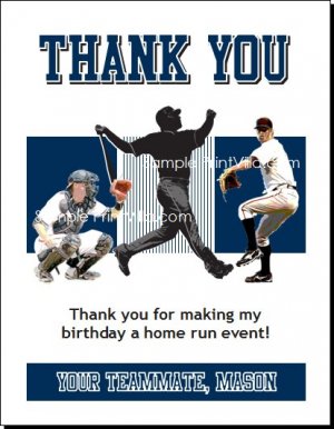 New York Yankees Colored Baseball Thank You Cards