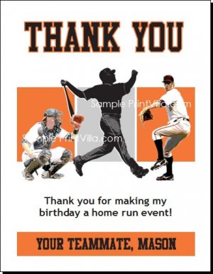 San Francisco Giants Colored Baseball Thank You Cards
