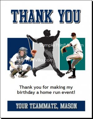 Seattle Mariners Colored Baseball Thank You Cards