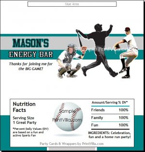 Florida Marlins Colored Baseball Candy Bar Wrapper