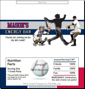 Minnesota Twins Colored Baseball Candy Bar Wrapper
