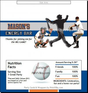 New York Mets Colored Baseball Candy Bar Wrapper