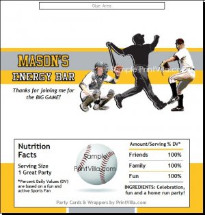 Pittsburgh Pirates Colored Baseball Candy Bar Wrapper