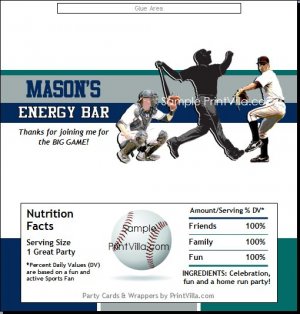 Seattle Mariners Colored Baseball Candy Bar Wrapper