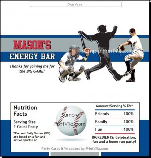 Texas Rangers Colored Baseball Candy Bar Wrapper