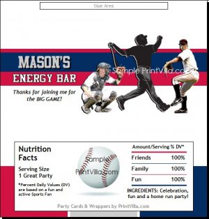 Washington Nationals Colored Baseball Candy Bar Wrapper