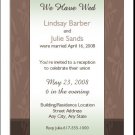 Chocolate Print Gay Wedding Reception Card