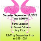 Flamingo Love Lesbian Wedding Reception Ticket Invitation