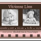 Chocolate Pink Squares Birth or Adoption Announcement