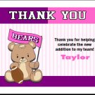 Football Teddy Bear Baby Shower Thank You Card Pinkle