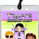 Girl Rock Band Purple Green Backstage Pass Invitations