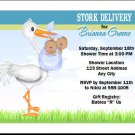 Blue Stork Baby Shower Invitation