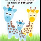Giraffe Family Baby Shower Ticket Invitation