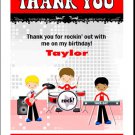 Boy Rock Band Party Red Thank You Cards
