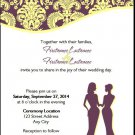 Eggplant Floral Lesbian Wedding Invitation 5x7 Flat
