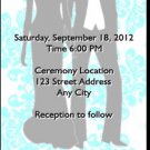Tiffany Blue Damask Lesbian Wedding Ticket Invitation
