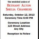Bride & Bride Lesbian Wedding Ticket Invitation