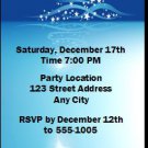 Star Tree on Blue Christmas Party Ticket Invitation