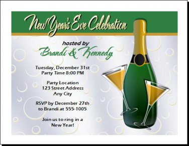 Champagne New Years Party Invitations