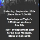 Concert Guitarist Male Bachelor Party Ticket Invitation