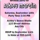 Ballerina Pink Birthday Party Ticket Invitation