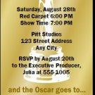 Oscar Awards Golden Birthday Ticket Invitation