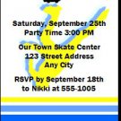 Roller Skate Male Birthday Party Ticket Invitation