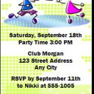 Dance Club Kids Blue Green Ticket Invitation
