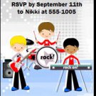 Boy Rock Band Blue Birthday Party Ticket Invitation
